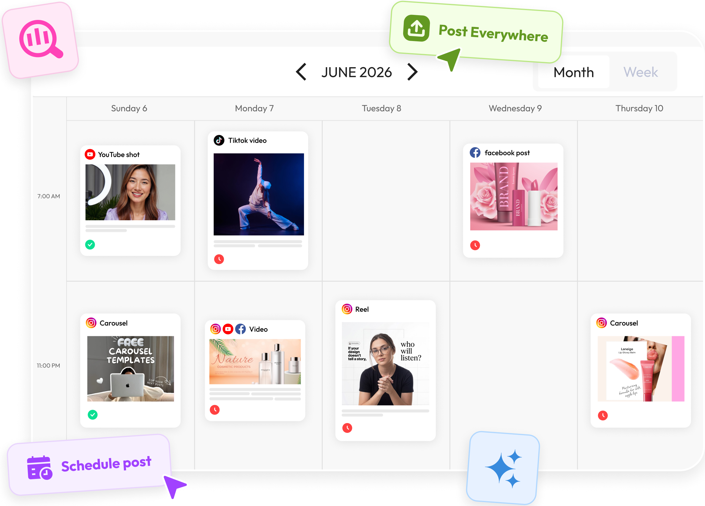Social Genie content calendar — schedule and post everywhere