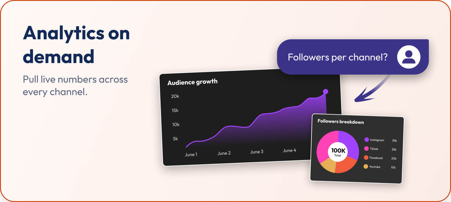 Analytics on demand — pull live numbers across every channel