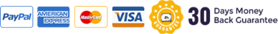 Accepted payments and 30-day money-back guarantee